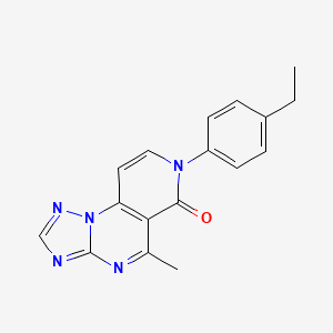 molecular formula C17H15N5O B5569589 11-(4-Ethylphenyl)-8-methyl-2,3,5,7,11-pentazatricyclo[7.4.0.02,6]trideca-1(9),3,5,7,12-pentaen-10-one 
