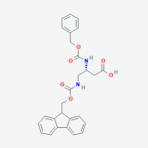 molecular formula C27H26N2O6 B556971 (3R)-3-{[(Benzyloxy)carbonyl]amino}-4-({[(9H-fluoren-9-yl)methoxy]carbonyl}amino)butanoic acid CAS No. 349547-09-7