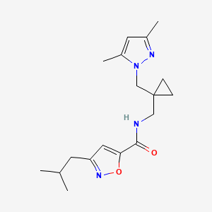 molecular formula C18H26N4O2 B5569804 N-({1-[(3,5-dimethyl-1H-pyrazol-1-yl)methyl]cyclopropyl}methyl)-3-isobutyl-5-isoxazolecarboxamide 