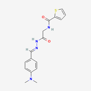 molecular formula C16H18N4O2S B5569853 N-({N'-[(E)-[4-(Dimethylamino)phenyl]methylidene]hydrazinecarbonyl}methyl)thiophene-2-carboxamide 