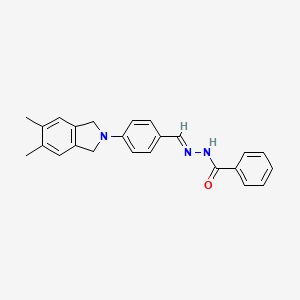 molecular formula C24H23N3O B5570103 N-[(E)-[4-(5,6-dimethyl-1,3-dihydroisoindol-2-yl)phenyl]methylideneamino]benzamide 