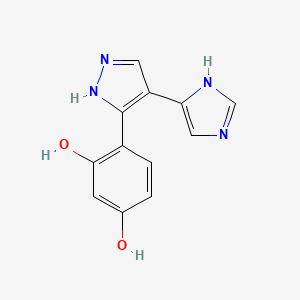 molecular formula C12H10N4O2 B5570260 4-[4-(1H-imidazol-5-yl)-1H-pyrazol-5-yl]benzene-1,3-diol 