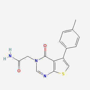 molecular formula C15H13N3O2S B5570307 2-[5-(4-Methylphenyl)-4-oxothieno[2,3-d]pyrimidin-3-yl]acetamide 