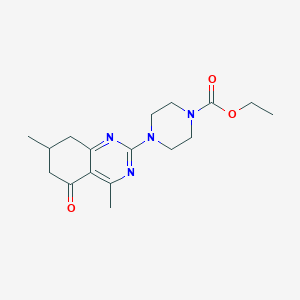 molecular formula C17H24N4O3 B5570386 Ethyl 4-(4,7-dimethyl-5-oxo-5,6,7,8-tetrahydroquinazolin-2-yl)piperazine-1-carboxylate 