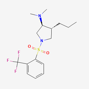 molecular formula C16H23F3N2O2S B5570398 (3S*,4R*)-N,N-dimethyl-4-propyl-1-{[2-(trifluoromethyl)phenyl]sulfonyl}-3-pyrrolidinamine 