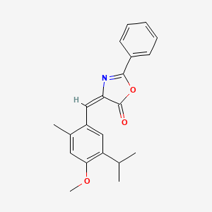 molecular formula C21H21NO3 B5570498 (4E)-4-{[4-METHOXY-2-METHYL-5-(PROPAN-2-YL)PHENYL]METHYLIDENE}-2-PHENYL-4,5-DIHYDRO-1,3-OXAZOL-5-ONE 