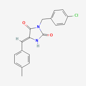 molecular formula C18H15ClN2O2 B5570574 (5Z)-3-[(4-chlorophenyl)methyl]-5-[(4-methylphenyl)methylidene]imidazolidine-2,4-dione 