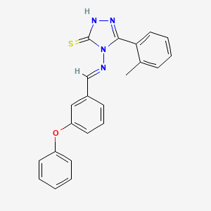 molecular formula C22H18N4OS B5570700 5-(2-METHYLPHENYL)-4-((3-PHENOXYBENZYLIDENE)AMINO)-4H-1,2,4-TRIAZOLE-3-THIOL 