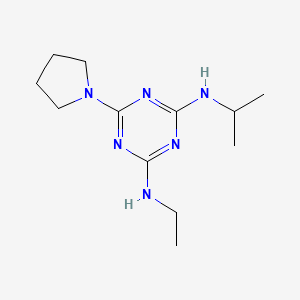 molecular formula C12H22N6 B5570743 4-N-ethyl-2-N-propan-2-yl-6-pyrrolidin-1-yl-1,3,5-triazine-2,4-diamine 