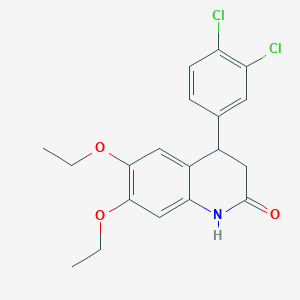 molecular formula C19H19Cl2NO3 B5570830 4-(3,4-DICHLOROPHENYL)-6,7-DIETHOXY-1,2,3,4-TETRAHYDROQUINOLIN-2-ONE 