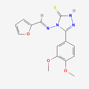 molecular formula C15H14N4O3S B5570834 5-(3,4-DI-MEO-PH)-4-((2-FURYLMETHYLENE)AMINO)-4H-1,2,4-TRIAZOL-3-YL HYDROSULFIDE 