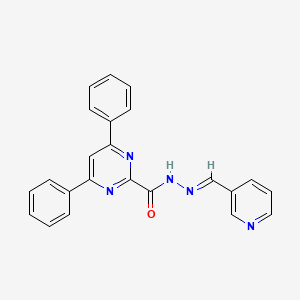 molecular formula C23H17N5O B5570864 4,6-diphenyl-N-[(E)-pyridin-3-ylmethylideneamino]pyrimidine-2-carboxamide 