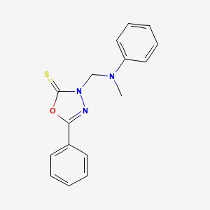 molecular formula C16H15N3OS B5570928 3-{[METHYL(PHENYL)AMINO]METHYL}-5-PHENYL-2,3-DIHYDRO-1,3,4-OXADIAZOLE-2-THIONE 