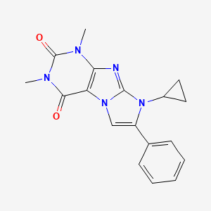 molecular formula C18H17N5O2 B5570984 8-CYCLOPROPYL-1,3-DIMETHYL-7-PHENYL-1H,2H,3H,4H,8H-IMIDAZO[1,2-G]PURINE-2,4-DIONE 