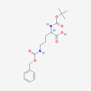 molecular formula C18H26N2O6 B557101 (2S)-2-[(2-methylpropan-2-yl)oxycarbonylamino]-5-(phenylmethoxycarbonylamino)pentanoic acid CAS No. 2480-93-5