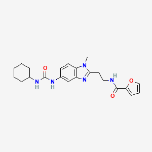 molecular formula C22H27N5O3 B5571144 N-(2-{5-[(CYCLOHEXYLCARBAMOYL)AMINO]-1-METHYL-1H-1,3-BENZODIAZOL-2-YL}ETHYL)FURAN-2-CARBOXAMIDE 