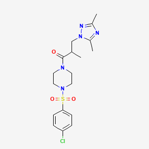 molecular formula C18H24ClN5O3S B5571194 1-[(4-chlorophenyl)sulfonyl]-4-[3-(3,5-dimethyl-1H-1,2,4-triazol-1-yl)-2-methylpropanoyl]piperazine 