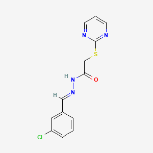 molecular formula C13H11ClN4OS B5571241 N'-[(E)-(3-chlorophenyl)methylidene]-2-(pyrimidin-2-ylsulfanyl)acetohydrazide 