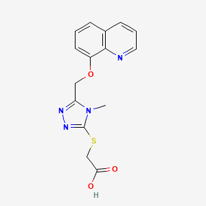 molecular formula C15H14N4O3S B5571447 2-((4-methyl-5-((quinolin-8-yloxy)methyl)-4H-1,2,4-triazol-3-yl)thio)acetic acid 