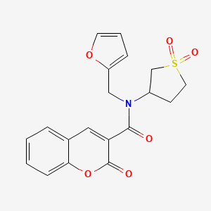molecular formula C19H17NO6S B5571460 N-(1,1-dioxidotetrahydrothiophen-3-yl)-N-(furan-2-ylmethyl)-2-oxo-2H-chromene-3-carboxamide 