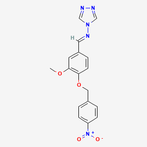 molecular formula C17H15N5O4 B5571707 N-[(E)-{3-methoxy-4-[(4-nitrobenzyl)oxy]phenyl}methylidene]-4H-1,2,4-triazol-4-amine 