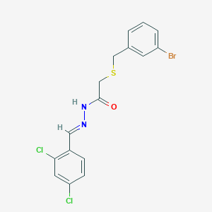 molecular formula C16H13BrCl2N2OS B5572176 2-[(3-bromophenyl)methylsulfanyl]-N-[(E)-(2,4-dichlorophenyl)methylideneamino]acetamide 