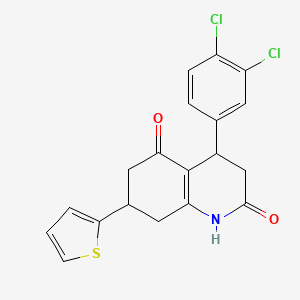molecular formula C19H15Cl2NO2S B5572463 4-(3,4-DICHLOROPHENYL)-7-(THIOPHEN-2-YL)-1,2,3,4,5,6,7,8-OCTAHYDROQUINOLINE-2,5-DIONE 