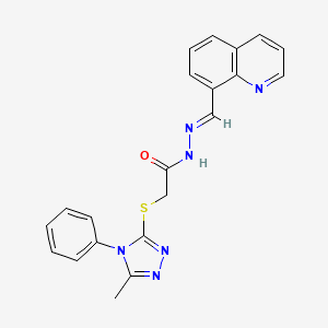 molecular formula C21H18N6OS B5572504 2-[(5-methyl-4-phenyl-1,2,4-triazol-3-yl)sulfanyl]-N-[(E)-quinolin-8-ylmethylideneamino]acetamide 