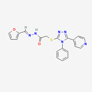 molecular formula C20H16N6O2S B5572768 N-[(E)-furan-2-ylmethylideneamino]-2-[(4-phenyl-5-pyridin-4-yl-1,2,4-triazol-3-yl)sulfanyl]acetamide 