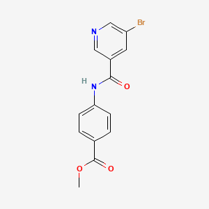 molecular formula C14H11BrN2O3 B5572990 Methyl 4-{[(5-bromopyridin-3-yl)carbonyl]amino}benzoate 