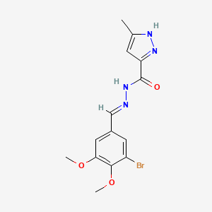 molecular formula C14H15BrN4O3 B5573068 N'-[(E)-(3-bromo-4,5-dimethoxyphenyl)methylidene]-3-methyl-1H-pyrazole-5-carbohydrazide 