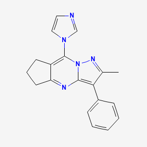 molecular formula C19H17N5 B5573102 8-(1H-imidazol-1-yl)-2-methyl-3-phenyl-6,7-dihydro-5H-cyclopenta[d]pyrazolo[1,5-a]pyrimidine 