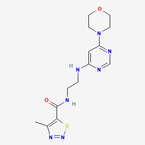 molecular formula C14H19N7O2S B5573241 4-methyl-N-(2-{[6-(4-morpholinyl)-4-pyrimidinyl]amino}ethyl)-1,2,3-thiadiazole-5-carboxamide 