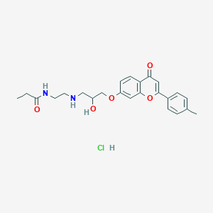 Propanamide, N-(2-((2-hydroxy-3-((2-(4-methylphenyl)-4-oxo-4H-1-benzopyran-7-yl)oxy)propyl)amino)ethyl)-, monohydrochloride