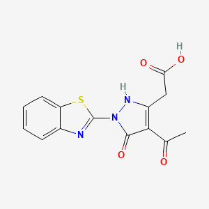 molecular formula C14H11N3O4S B5573350 2-[4-acetyl-2-(1,3-benzothiazol-2-yl)-3-oxo-1H-pyrazol-5-yl]acetic acid 