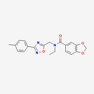 molecular formula C20H19N3O4 B5573366 N-ethyl-N-{[3-(4-methylphenyl)-1,2,4-oxadiazol-5-yl]methyl}-1,3-benzodioxole-5-carboxamide 