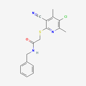 molecular formula C17H16ClN3OS B5573519 N-benzyl-2-[(5-chloro-3-cyano-4,6-dimethylpyridin-2-yl)sulfanyl]acetamide 