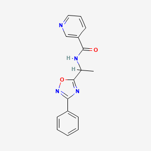 molecular formula C16H14N4O2 B5573559 N-[1-(3-phenyl-1,2,4-oxadiazol-5-yl)ethyl]nicotinamide 