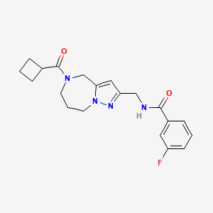 molecular formula C20H23FN4O2 B5573649 N-{[5-(cyclobutylcarbonyl)-5,6,7,8-tetrahydro-4H-pyrazolo[1,5-a][1,4]diazepin-2-yl]methyl}-3-fluorobenzamide 
