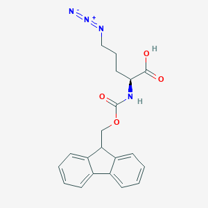 molecular formula C20H20N4O4 B557399 (S)-5-叠氮基-2-(Fmoc-氨基)戊酸 CAS No. 1097192-04-5