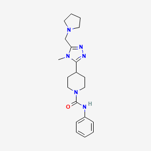 molecular formula C20H28N6O B5574018 4-[4-methyl-5-(pyrrolidin-1-ylmethyl)-4H-1,2,4-triazol-3-yl]-N-phenylpiperidine-1-carboxamide 