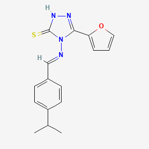 molecular formula C16H16N4OS B5574108 5-(2-FURYL)-4-((4-ISOPROPYLBENZYLIDENE)AMINO)-4H-1,2,4-TRIAZOLE-3-THIOL 