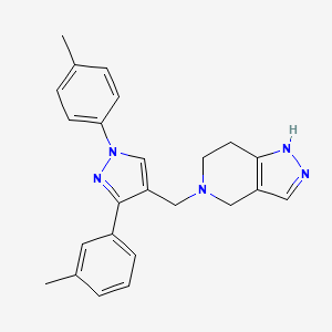 molecular formula C24H25N5 B5574175 5-[[3-(3-Methylphenyl)-1-(4-methylphenyl)pyrazol-4-yl]methyl]-1,4,6,7-tetrahydropyrazolo[4,3-c]pyridine 