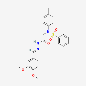 molecular formula C24H25N3O5S B5574246 N-({N'-[(E)-(3,4-DIMETHOXYPHENYL)METHYLIDENE]HYDRAZINECARBONYL}METHYL)-N-(4-METHYLPHENYL)BENZENESULFONAMIDE 