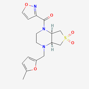 molecular formula C16H19N3O5S B5574251 [(4aR,7aS)-1-[(5-methylfuran-2-yl)methyl]-6,6-dioxo-2,3,4a,5,7,7a-hexahydrothieno[3,4-b]pyrazin-4-yl]-(1,2-oxazol-3-yl)methanone 