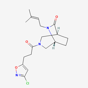 molecular formula C18H24ClN3O3 B5574349 (1S,5R)-3-[3-(3-chloro-1,2-oxazol-5-yl)propanoyl]-6-(3-methylbut-2-enyl)-3,6-diazabicyclo[3.2.2]nonan-7-one 