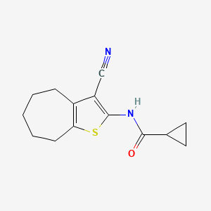 molecular formula C14H16N2OS B5574461 N-{3-CYANO-4H5H6H7H8H-CYCLOHEPTA[B]THIOPHEN-2-YL}CYCLOPROPANECARBOXAMIDE 
