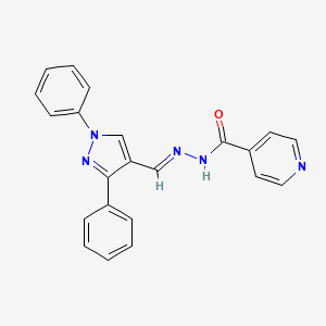 molecular formula C22H17N5O B5574521 N-[(E)-(1,3-diphenylpyrazol-4-yl)methylideneamino]pyridine-4-carboxamide 