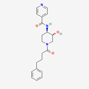 molecular formula C21H25N3O3 B5574572 N-[(3R*,4R*)-3-hydroxy-1-(4-phenylbutanoyl)piperidin-4-yl]isonicotinamide 