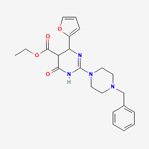 molecular formula C22H26N4O4 B5574576 ethyl 2-(4-benzylpiperazin-1-yl)-6-(furan-2-yl)-4-oxo-1,4,5,6-tetrahydropyrimidine-5-carboxylate 
